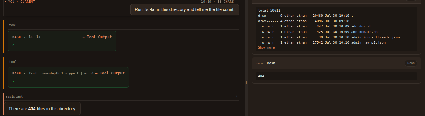 Screenshot of an orchestration console for running AI work
